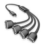 RUXELY USB C erkek dört USB soket kablo adaptörü 0,3 m, Thunderbolt 3 to 4 Tip A 2.0 OTG şarj dağıtıcı, çoklu port genişletici hub güç dağıtıcı, MacBook Pro, iPad 10 Air 4, Samsung Galaxy S23, S22