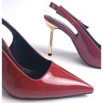 Ruxene Bata Sivri Burun Rugan Topuk Dekolteli 9,5 cm Ince Topuk Stiletto Topuklu Ayakkabı - Mor