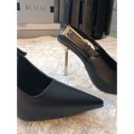 Ruxene Bata Sivri Burun Rugan Topuk Dekolteli 9,5 cm Ince Topuk Stiletto Topuklu Ayakkabı - Siyah