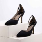 Ruxene Vita Kapalı Sivri Burun 9cm Ince Topuk Bantlı Stiletto - Topuklu Ayakkabı - Siyah