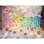 Rüya Gibi Bulutlar ve Yıldızlarla Dolu Renkli Arka Plan, 200X150CM, Stüdyo Fonu