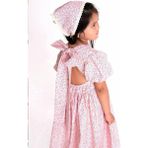 Rüya Kids Kız Çocuk Pembe Çiçek Desenli Fiyonk ve Sırt Detaylı Bandanalı Günlük-Doğumgünü -Party -Ve Çekim Için Yazlık Pamuklu Elbise - 3 - 4 Yaş