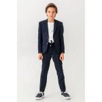 Rüyam Çocuk Gofre Erkek Çocuk Tişörtlü Takım Elbise Blazer Ceket Pantolon 3’lü Takım - 10 Yaş - Lacivert