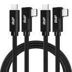 RVP+ 90 Derece USB C - USB C Kablosu (20Gbps, 2Pack, 6FT), 100W Dik Açı USB C Şarj Cihazı, Thunderbolt 4/3 için E-Marker ile 4K Video Çıkışı - Siyah