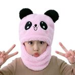 Rxuaw Kış çocuklar sıcak Panda hayvan şapkalar termal polar soğuk başlık eşarplar kar kap hafif peluş kasketler, pinguin gri, as shown in PD