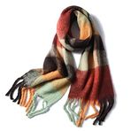Ryakos Pashmina Bronze Kaşmir 260x35 cm Ekose Kadın Atkı