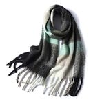 Ryakos Pashmina D Kaşmir 260x35 cm Ekose Kadın Atkı