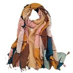 Ryakos Wrap Biloba Petal Bronze Çiçek Püskül Viskon 180x90 cm Kadın Atkı