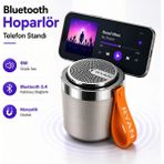 Ryan MagSafe Uyumlu Manyetik Bluetooth Hoparlör Telefon Standı Taşınabilir Mini Hoparlör - Gri