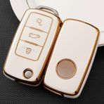 RYE VW Volkswagen Anahtarlık Kılıfı, Yumuşak TPU Anahtarlık Kılıfı, VW Jetta Beetle Tiguan Passat Golf MK6 Polo için Tam Koruma - Beyaz