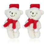 RYMAUP 2 adet 10 cm minyatür Noel ayı pelüş ayı oyuncak bebek evi aksesuarı mini ayı anahtarlık DIY dekorasyon kıyafet malzemesi aksesuar