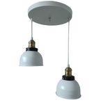 Rys Retro Metal Beyaz 2 Li Eskitme Duylu Dekoratif Rustik Sarkıt Avize Çap :30 Cm