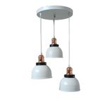 Rys Retro Metal Beyaz 3 Lü Bakır Duylu Dekoratif Rustik Sarkıt Avize Çap:30 Cm