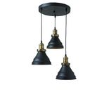 Rys Retro Metal Siyah 3 Lü Dekoratif Rustik Sarkıt Avize Çap:30 Cm