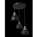 Rys Retro Metal Siyah 3 Lü Eskitme Duylu Dekoratif Rustik Sarkıt Avize Çap:30 Cm