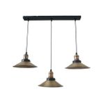 Rys Tasarım Retro Eskitme Kaplama 3 Lü Masa Üstü Sıralı Dekoratif Rustik Sarkıt Avize Çap 60 cm