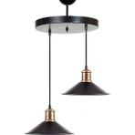 Rys Tasarım Retro Metal Siyah 2 Li Dekoratif Rustik Sarkıt Avize Çap :30 cm