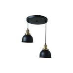 Rys Tasarım Rys Retro Metal 2 Li Eskitme Duylu Dekoratif Rustik Sarkıt Avize Çap :30 cm - Siyah