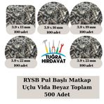 Rysb Pul Başlı Matkap Uçlu Vida Beyaz 3.9 Mm (13-16-19-22-25 Mm) 500 Adet