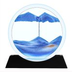 rysnwsu Hareketli Kum Sanatı Resim Sandscapes Masaüstü Sanat Oyuncakları, Hareketli Ekranda 3D Derin Deniz Kum Manzarası Akan Kum Çerçeve Rahatlatıcı Masaüstü Ev Ofis İş Dekoru (Ahşap-Mavi)