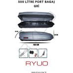 Ryuo Araç Üstü Tabut Port Bagaj 500 Litre Gri