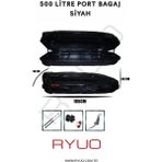 Ryuo Araç Üstü Tabut Port Bagaj 500 Litre Siyah