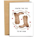 RYYike Kovboy Çizmeleri Onun için Sevgililer Günü Kartı, Koca Karısı için Tatlı Doğum Günü Kartı BF GF, Partner için Komik Batı Yıldönümü Kartı Hediyesi, You're the Yee to My Haw