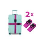 RZ RY ZAGA Valiz Kemeri Pembe Tokalı Ölçüsü Ayarlanabilir Bavul Emniyet Kemeri 2 Adet 4cm X 200 Cm