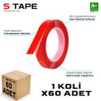 S-dizayn Çift Taraflı Bant 10mm X 5 Metre Şeffaf Silikon Vhb Bant 60'lı Koli A+kalite