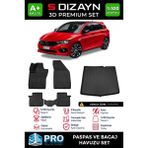 S-Dizayn Fiat Egea HB 3D Pro Havuzlu Paspas ve Bagaj Havuzu Seti (2'li SET) 2015 Üzeri A+ Kalite - Siyah