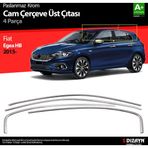 S-Dizayn Fiat Egea HB Krom Cam Üst Çıtası 4 Prç. 2015 Üzeri (Mat Krom) A+ Kalite