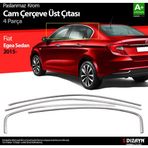 S-Dizayn Fiat Egea SD Krom Cam Üst Çıtası 4 Prç. 2015 Üzeri (Mat Krom) A+ Kalite