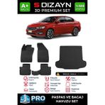 S-Dizayn Fiat Egea Sedan 3D Pro Havuzlu Paspas ve Bagaj Havuzu Seti (2'li SET) 2015 Üzeri A+ Kalite - Siyah