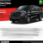 S-Dizayn Mercedes Vito W447 Krom Cam Alt Çıtaları 8 Prç. Tek Sürgülü Kapı-l3 Uzun Şasi 2014 Üzeri