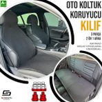 S-dizayn Oto Koltuk Koruyucu Kılıf Siyah Universal 2+1 Parça Ön Arka A+ Kalite