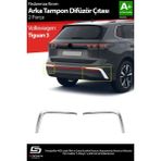 S-Dizayn Volkswagen Tiguan Krom Arka Tampon Difüzör Çıtası Oem Still 2 Prç. 2024 Üzeri A+ Kalite