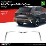 S-Dizayn Vw Tiguan Krom Arka Tampon Difüzör Çıtası Oem Still 2 Prç. 2024 Üzeri A+ Kalite - 101 - Siyah