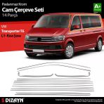 S-Dizayn Vw Transporter T6 Kısa Şase Krom Cam Çerçeve Seti 2015-2025 Tek Sürgü