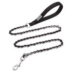 S-ETOVUS Çiğnemeye karşı dayanıklı, metal tasma, köpek tasması, orta büyük köpekler için, zincir bağlantısı, köpek tasması, çiğnemez, 5 m, güçlü ısırmaz, rahat, yumuşak dolgulu sap, siyah