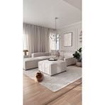S Home Design Concept 5 Modül Pofidik Modüler Kanepe L Köşe Koltuk Takımı, Yönsüz Kadife Kırık Beyaz