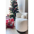 S Home Design Concept Cookie Mini Puf, Teddy, Gold Detaylı Beyaz - Siyah