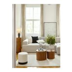 S Home Design Concept Crema Silindir Puf Siyah Detaylı, Teddy, Beyaz