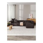 S Home Design Concept Frida 4 Modül Pofidik Modüler Kanepe L Köşe Koltuk Takımı, Nubuk, Koyu Kahverengi