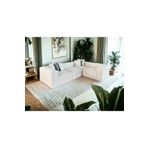S Home Design Concept Frida 4 Modül Pofidik Modüler Kanepe L Köşe Koltuk Takımı, Sağ Köşe Yönsüz Kadife Kırık Beyaz