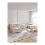 S Home Design Concept Frida 5 Modül Pofidik Modüler Kanepe Xl Köşe Koltuk Takımı Sol Köşe, Fitilli Kırık Beyaz