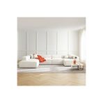 S Home Design Concept Frida 5 Modül Pofidik Modüler Kanepe XL Köşe Koltuk Takımı, Sol Köşe, Yönsüz Kadife, Kırık Beyaz