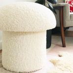 S Home Desıgn Concept Mushroom Mantar Puf, Peluş, Beyaz