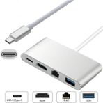 S Line Type C To HDMI RJ45 USB Çevirici 3in1 - Gri