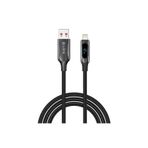 S-LINK Armor LED UL-012 12W 1m USB to Lightning PD Örgülü LED Başlıklı Siyah Hızlı Şarj Kablosu
