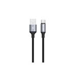 S-LINK Armor UC-01 12W 1.2m USB to Type-C PD Örgülü Metal Başlıklı Siyah Hızlı Şarj Kablosu